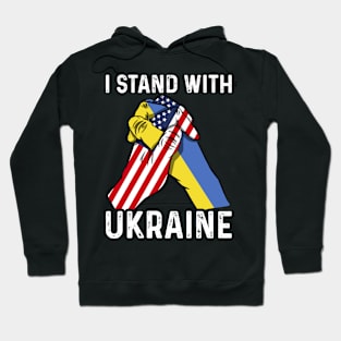 I Stand With Ukraine USA and Ukraine Flags Holding Hands Hoodie